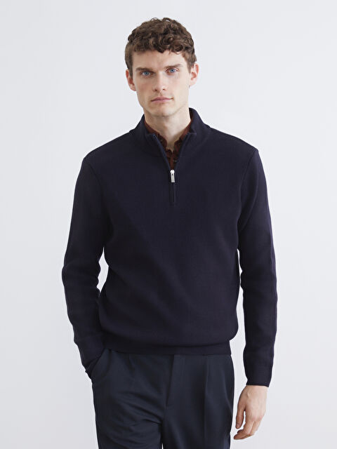 SOUTHBLUE Yarım Fermuarlı Dik Yaka Triko Erkek Kazak - S64766Z8-RFH