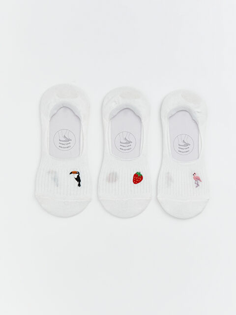 LCW DREAM Kaydırmaz Topuk Nakışlı Kadın Babet Çorap 3'lü - S64786Z8-FFB