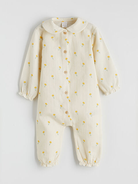 LCW baby Fırfırlı Çiçek Baskılı Müslin Kız Bebek Tulum - S64818Z1-LRB