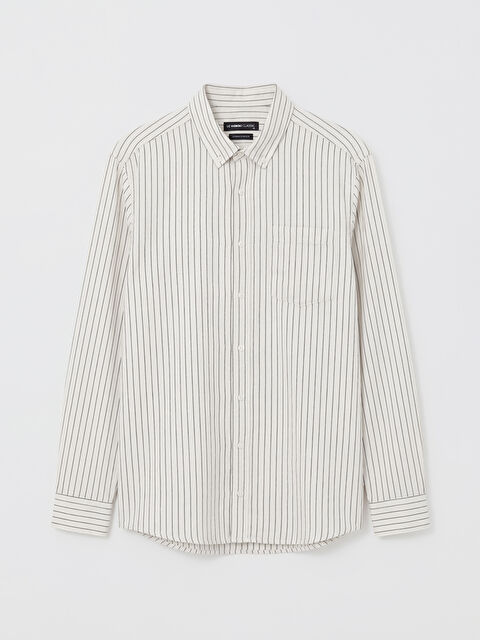 LCWAIKIKI Classic Regular Fit Çizgili Erkek Keten Karışımlı Gömlek - S64878Z8-LEC