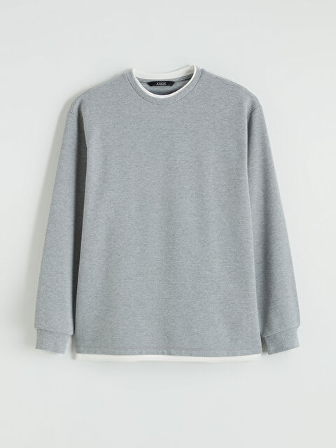 XSIDE Katman Görünümlü Bisiklet Yaka Erkek Sweatshirt - S64902Z8-LAL