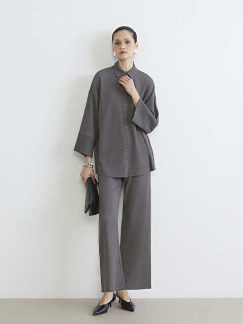 LCW Modest Textured Women's Trousers with Elastic Waistband - S64903Z8-H9V