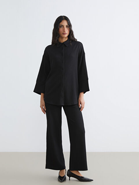 LCW Modest Textured Women's Trousers with Elastic Waistband - S64903Z8-HEG