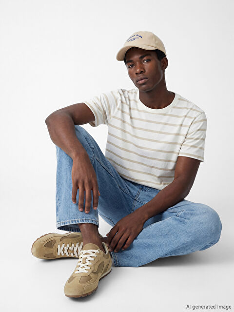 XSIDE Bisiklet Yaka Çizgili Penye Erkek Tişört