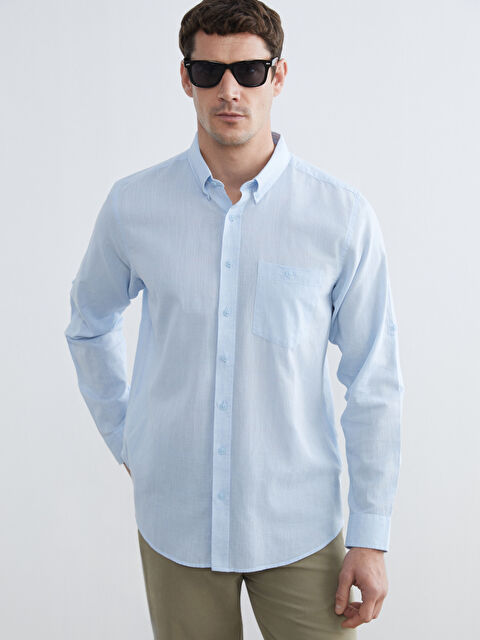 LCWAIKIKI Classic Regular Fit Keten Karışımlı Erkek Gömlek - S64995Z8-CUN