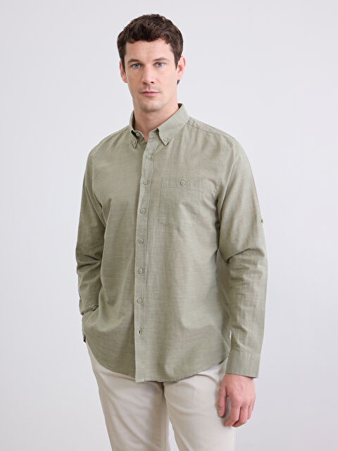 LCWAIKIKI Classic Тұрақты пішім зығыр қоспасы ерлер жейдесі - S64995Z8-DBV