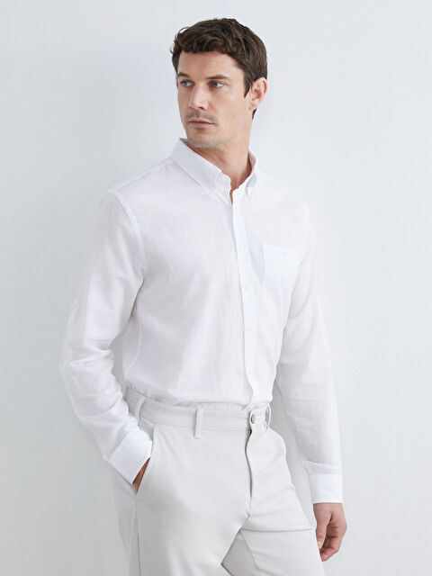 LCWAIKIKI Classic Men's Regular Fit Linen Blend Shirt - S64995Z8-Q6K