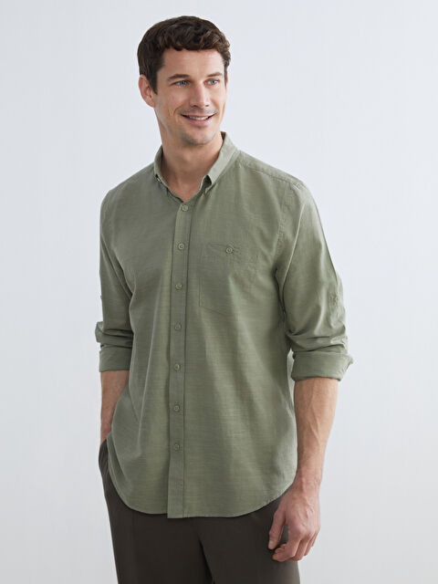 LCWAIKIKI Classic Мужская рубашка стандартного кроя из льняной смеси - S64995Z8-SXN