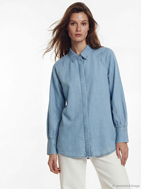 LCW Modest Женская рубашка-туника из денима