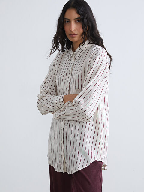 LCW Modest Striped Oversized Women's Shirt Tunic - S65044Z8-LEW