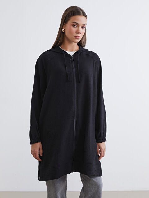 LCW Modest Oversized hooded tunic for women. - S65046Z8-CVL