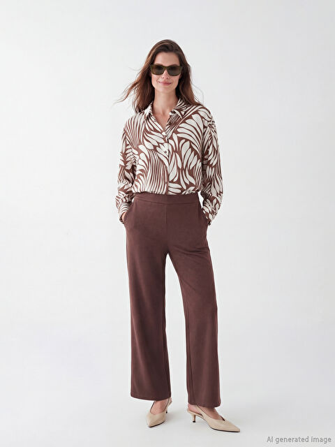 LCW Modest پانتۆڵ ئاوریشمی ناسک نەخشدار کەمەر لاستیک ژنانە