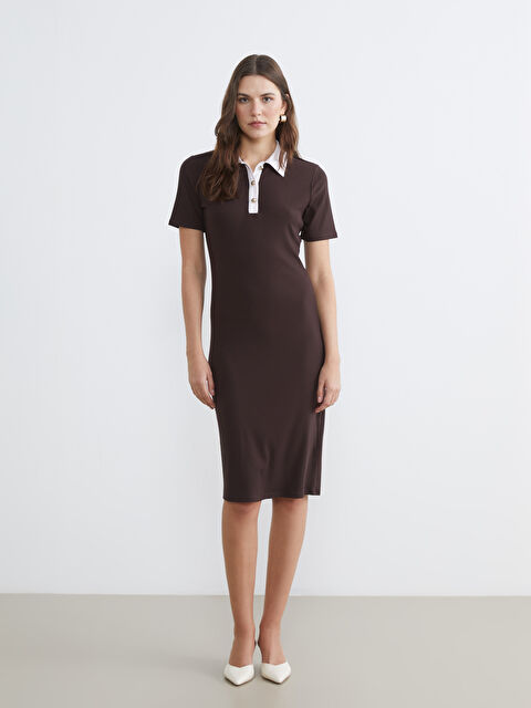 LCW Comfort Collared Ribbed Dress