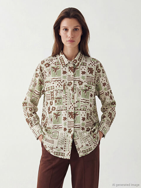 LCW Modest Patterned Oversize Women's Shirt Tunic