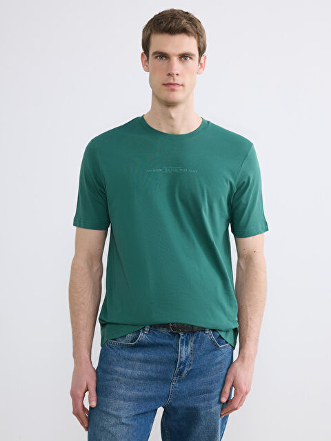 LCWAIKIKI Classic Bisiklet Yaka Baskılı Penye Erkek Tişört - S65100Z8-H5G