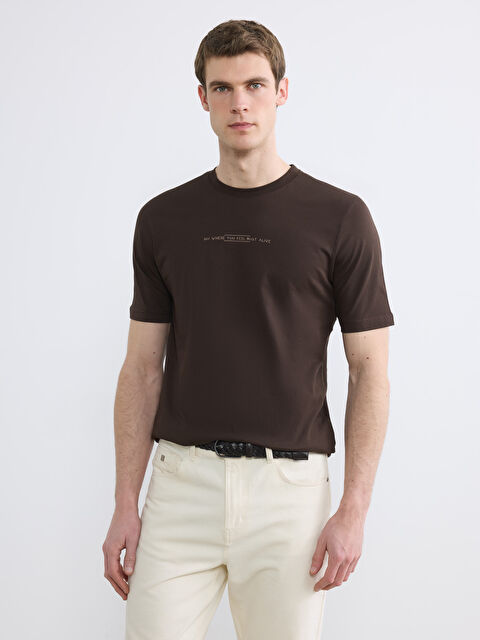 LCWAIKIKI Classic Bisiklet Yaka Baskılı Penye Erkek Tişört - S65100Z8-YKY