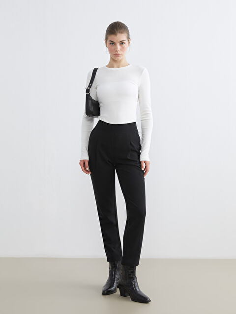 LCW Modest Women's Pleated Trousers with Elastic Waistband - S65105Z8-CVL