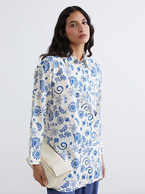 LCW Modest Patterned Oversized Women's Shirt Tunic - S65107Z8-LQQ