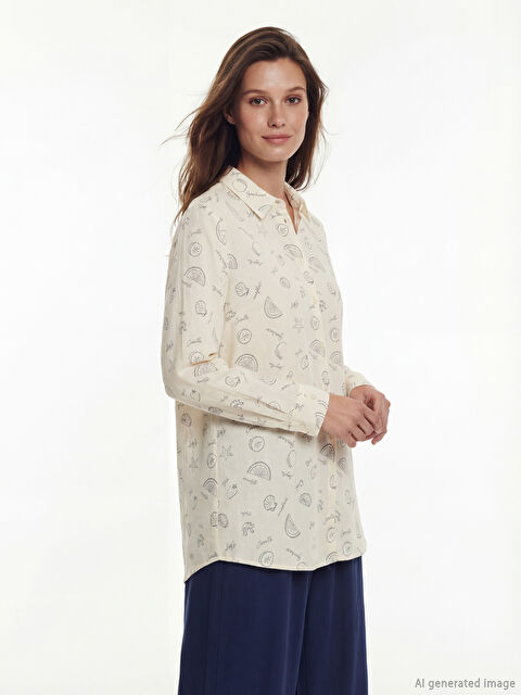 LCW Modest Patterned Oversize Women's Shirt Tunic