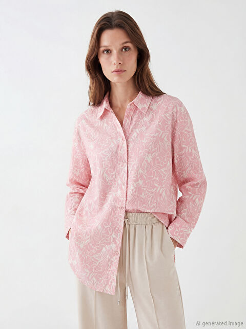 LCW Modest Tunică Cămașă Oversize cu Model pentru Femei