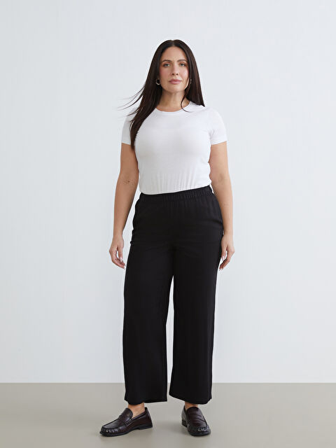 LCW Modest Plus Size Elastic Waist Women's Trousers - S65112Z8-CVL