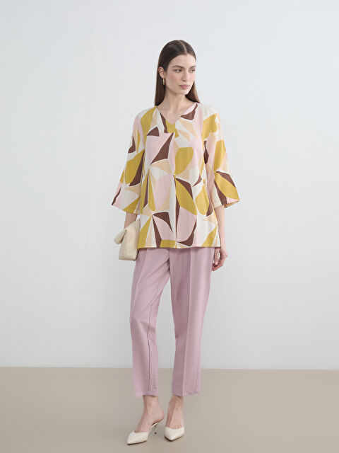 LCW Modest پانتۆڵی ئافرەتان بە کەمەری لاستیکی و فیتی گیزەر - S65116Z8-942