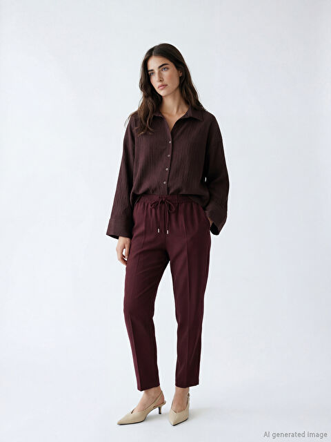 LCW Modest Elastic Waist Carrot Fit Women's Trousers - S65116Z8-DCL