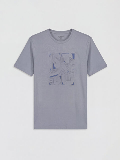 LCWAIKIKI Classic Bisiklet Yaka Baskılı Penye Erkek Tişört