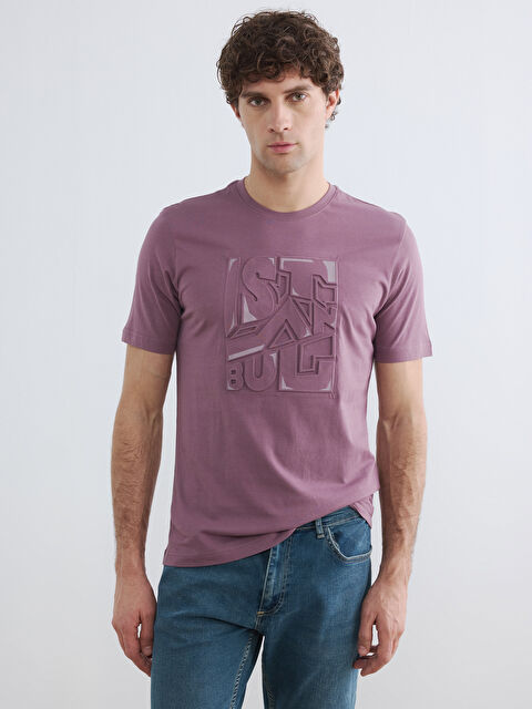 LCWAIKIKI Classic Bisiklet Yaka Baskılı Penye Erkek Tişört