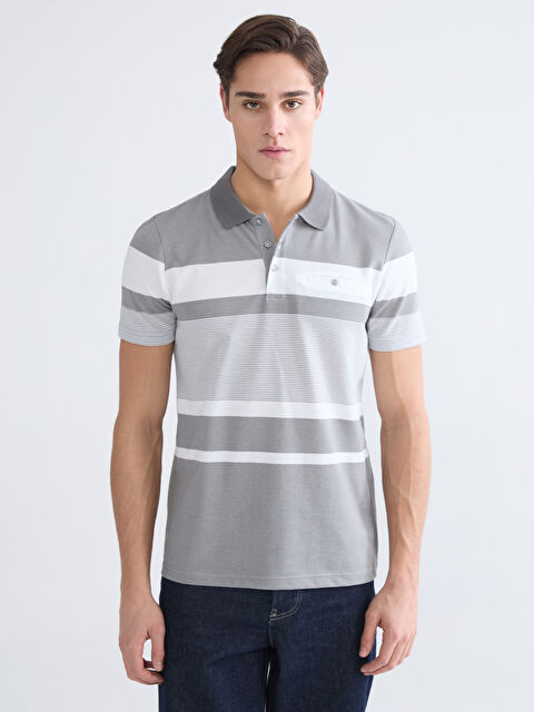 LCWAIKIKI Classic Polo Yaka Çizgili Merserize Görünümlü Erkek Tişört - S65136Z8-LE0