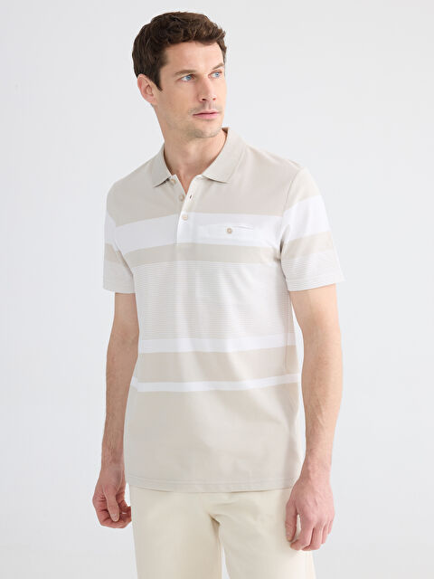 LCWAIKIKI Classic Polo Yaka Çizgili Merserize Görünümlü Erkek Tişört - S65136Z8-LE8
