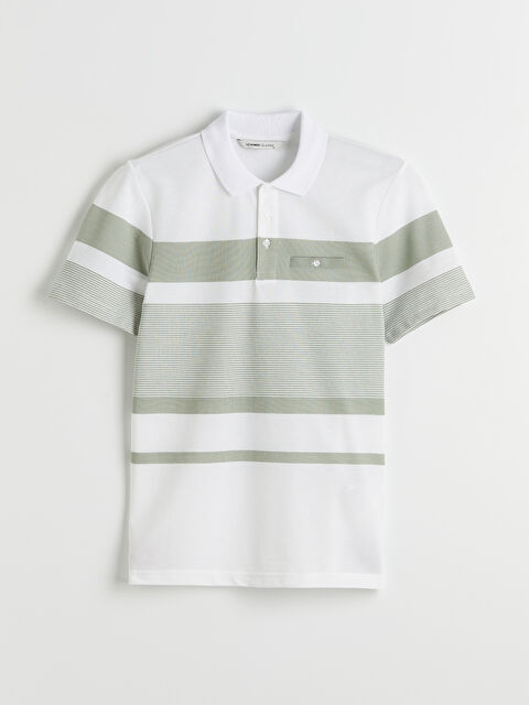 LCWAIKIKI Classic Polo Yaka Çizgili Merserize Görünümlü Erkek Tişört - S65136Z8-LJX