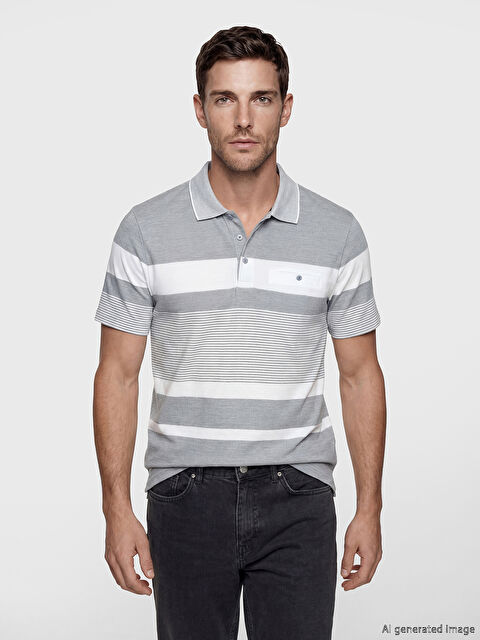 LCWAIKIKI Classic Polo Yaka Çizgili Erkek Pike Tişört - S65136Z8-LGA