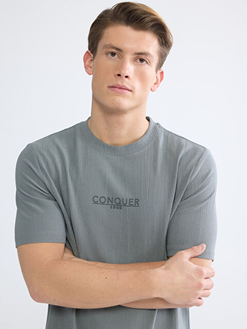 LCWAIKIKI Classic Bisiklet Yaka Baskılı  Erkek Tişört - S65146Z8-YLT