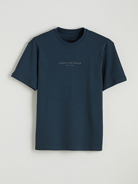 LCWAIKIKI Classic Oversize Fit Bisiklet Yaka Baskılı Erkek Tişört - S65147Z8-8TQ