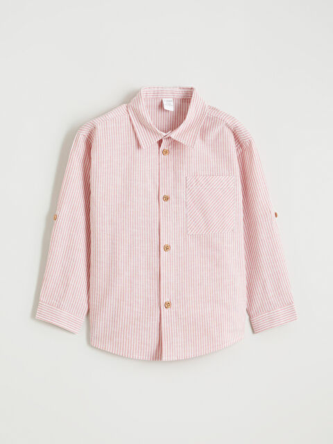LCW Kids Çizgili Keten Karışımlı Erkek Çocuk Gömlek - S65154Z1-CS2