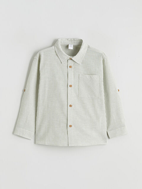 LCW Kids Çizgili Keten Karışımlı Erkek Çocuk Gömlek - S65154Z1-LFM