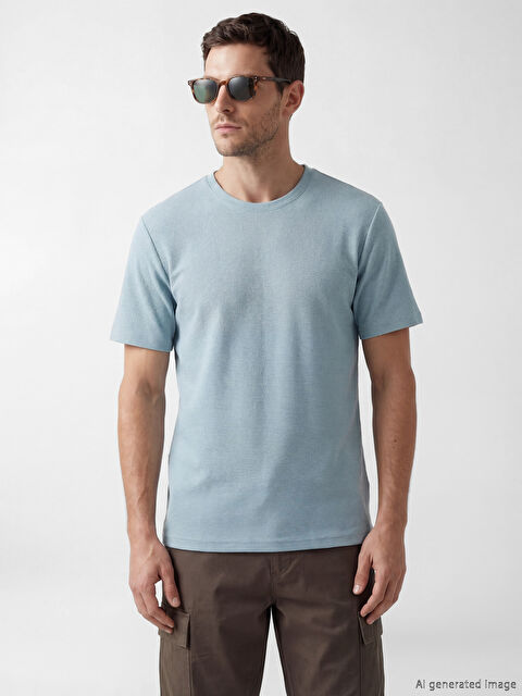 LCWAIKIKI Classic Bisiklet Yaka Penye Erkek Tişört - S65175Z8-Z2X