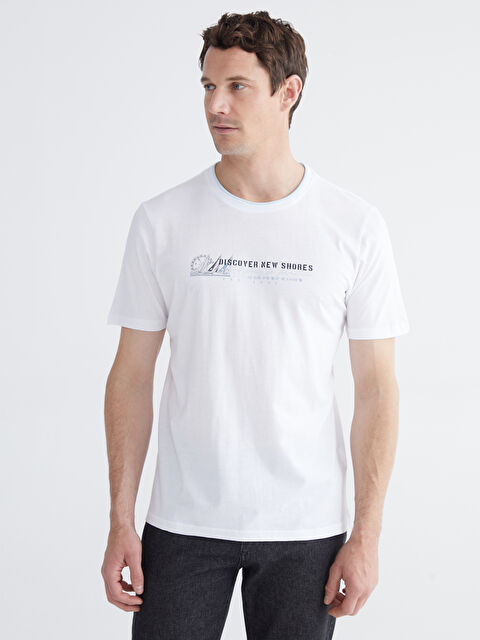 LCWAIKIKI Classic Bisiklet Yaka Baskılı Penye Erkek Tişört - S65179Z8-Q6K