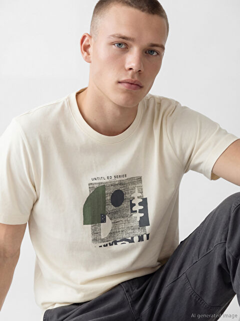 XSIDE Bisiklet Yaka Baskılı Erkek Tişört