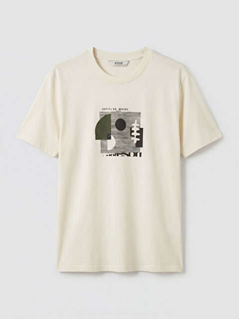 XSIDE дөңгелек жағалы принтті ерлер футболкасы - S65199Z8-16A