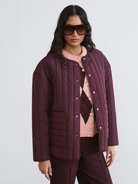 LCW Modest Bisiklet Yaka Oversize Kadın Mont - S65269Z8-DPM