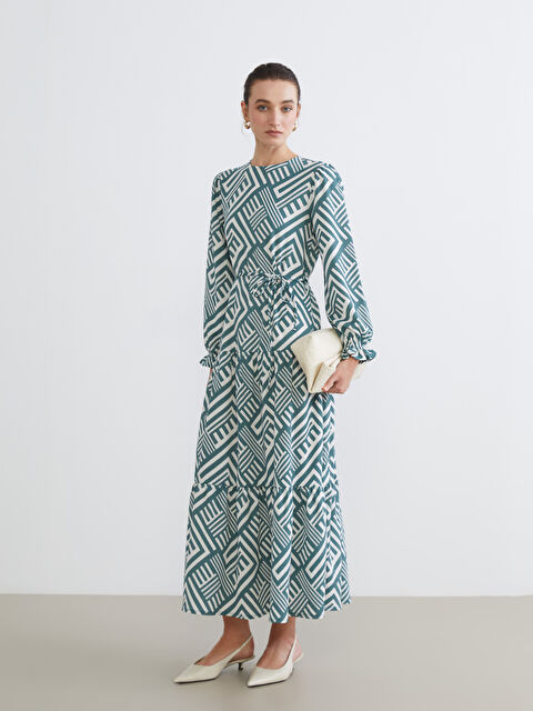 LCW Comfort Crew Neck Patterned Dress - S65292Z8-LRR