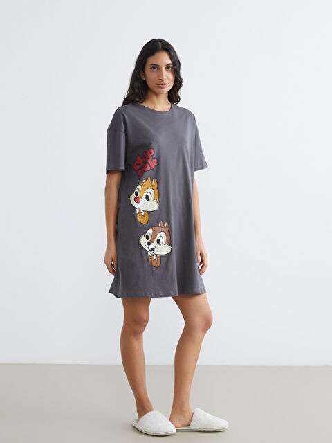 LCW DREAM Bisiklet Yaka Chip and Dale Baskılı Kadın Gecelik - S65332Z8-JNL