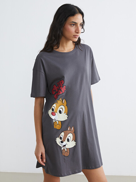 LCW DREAM Women's Crew Neck Chip 'n' Dale Print Nightdress