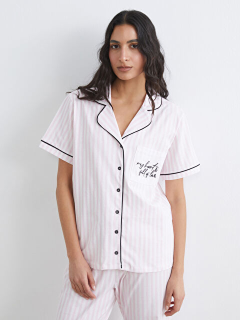 LCW DREAM Gömlek Yaka Çizgili Kadın Pijama Takım - S65347Z8-LRA