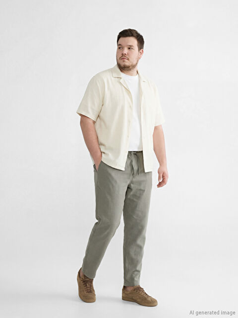 XSIDE Rahat Kalıp Keten Görünümlü Erkek Pantolon