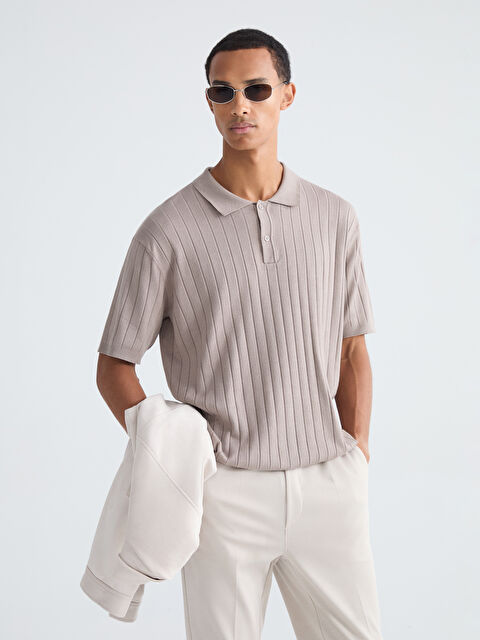 LCW Vision Поло яка Къс ръкав Пуловер Трико за мъже - S65439Z8-PSD