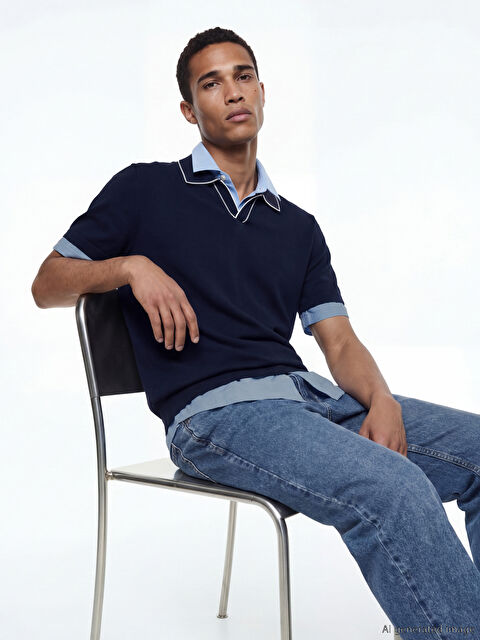 LCW Vision Polo Yaka Kısa Kollu Erkek Triko Kazak - S65445Z8-R40