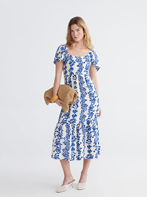 LCW Comfort Square Neck Floral Dress